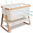 Tutti Bambini CoZee Air Baby Bassinet & Bedside Sleeper - Rocking Bassinet for Baby, Fast-Folding with Travel Bag, Deluxe Airflow Mattress & 6 Mattress Heights, 0-6 Months (Walnut & Ecru)