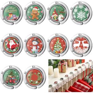 Yerliker 10pcs Christmas Stocking Hangers for Mantle Non-Slip Fireplace Stocking Hooks Lightweight Metal Hooks for Christmas Party Decoration