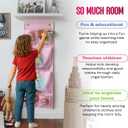Room Hanging Storage Organizer, Fun & Colorful Storage & Organization for Clothes, Toys, & More. Wall & Door Attachable, Water-Resistant. Ideal for Kids' Room, Locker Kindergarten or Playroom (Pink)