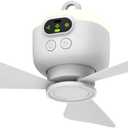 Xeamun Portable Camping Fan, 10.6 Inch Tent Ceiling Fan,Rechargeable 8000mAh with Light & Hook,Timable & Auto Shut Off,Detachable Fan Blade, Used for Tent Canopy RV Porch Beach Bedroom