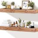 36x3x7 inch Floating Shelves Wall Mounted - Set of 2 Wood Rustic Solid Wood Wall Shelf - Heavy Duty Decorative Fireplace Mantel for Living Room, Bedroom, Bathroom, Kitchen