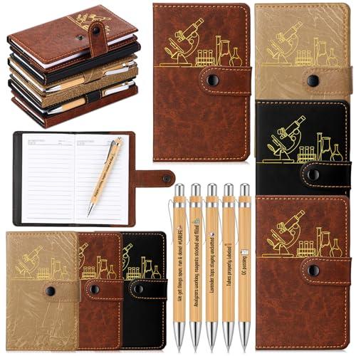 TaoBary 13 Sets Medical Lab Week 2026 Appreciation Gift Bulk 3 Colors A6 Leather Notebook Journal with Bamboo Pens for Laboratory Tech Professionals Scientists Chemistry Office Supplies (Lab Classic)