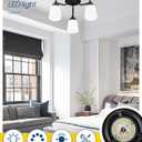kudos 3-Light Black Ceiling Light Fixture, 18-inch Mid Century Ceiling Light with Milk Glass Shade, 24W/1300lm LED Lights for Bedroom, Hallway, Living Room, KDCL16-BK-3