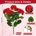 Alupssuc 16Pcs Artificial Geranium Flowers for Outdoors Decoration Silk Floral, UV Resistant Fake Plants, Faux Flower for Porch Garden Table Centerpieces Home Indoor Outside Spring Decor(16, Red)