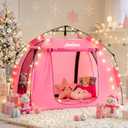 Large Kids Play Tent with LED Strip Lights Pop Up Playpen Indoor, 66.9 x 35.43 x 50.78 inches