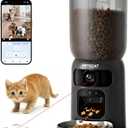 PETOCAT AI Automatic Cat Feeder with 2K HD Dual Cameras,5G&2.4G Wi-Fi 6L Cat Food Dispenser with Cats Recognition& Diet Tracking, Laser Interactive Toy & Two-Way Audio