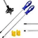 smseace 2-Pack 12-Inch Slotted & Phillips Screwdriver Set, Long Flat Blade & Cross-Head Design, Magnetic Extended Screwdriver With Rubber Handle