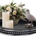 Round Candle Tray Holder, Decorative Tray Wood Tealight Pillar Plate, Small Rustic Candle Holder Farmhouse Tray Table Centerpiece for Christmas Wedding Halloween Home Decor(Black)