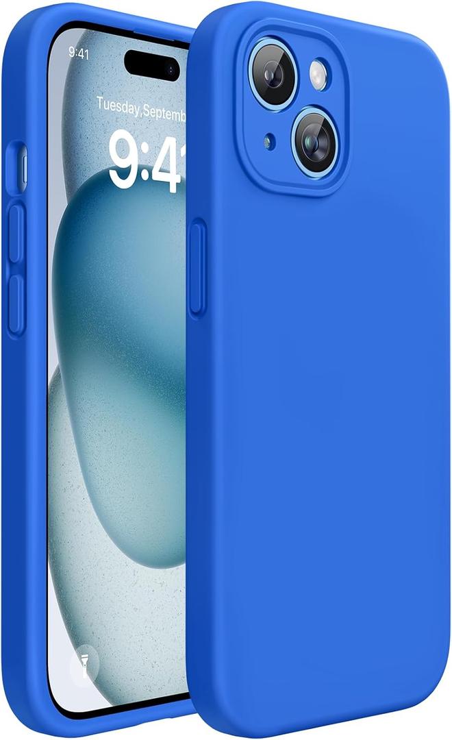 Miracase Compatible with iPhone 15 Case, [Soft Anti-Scratch Microfiber Lining], Liquid Silicone Case Gel Rubber Shockproof Drop Protection Phone Case for iPhone 15, Mediterranean Blue