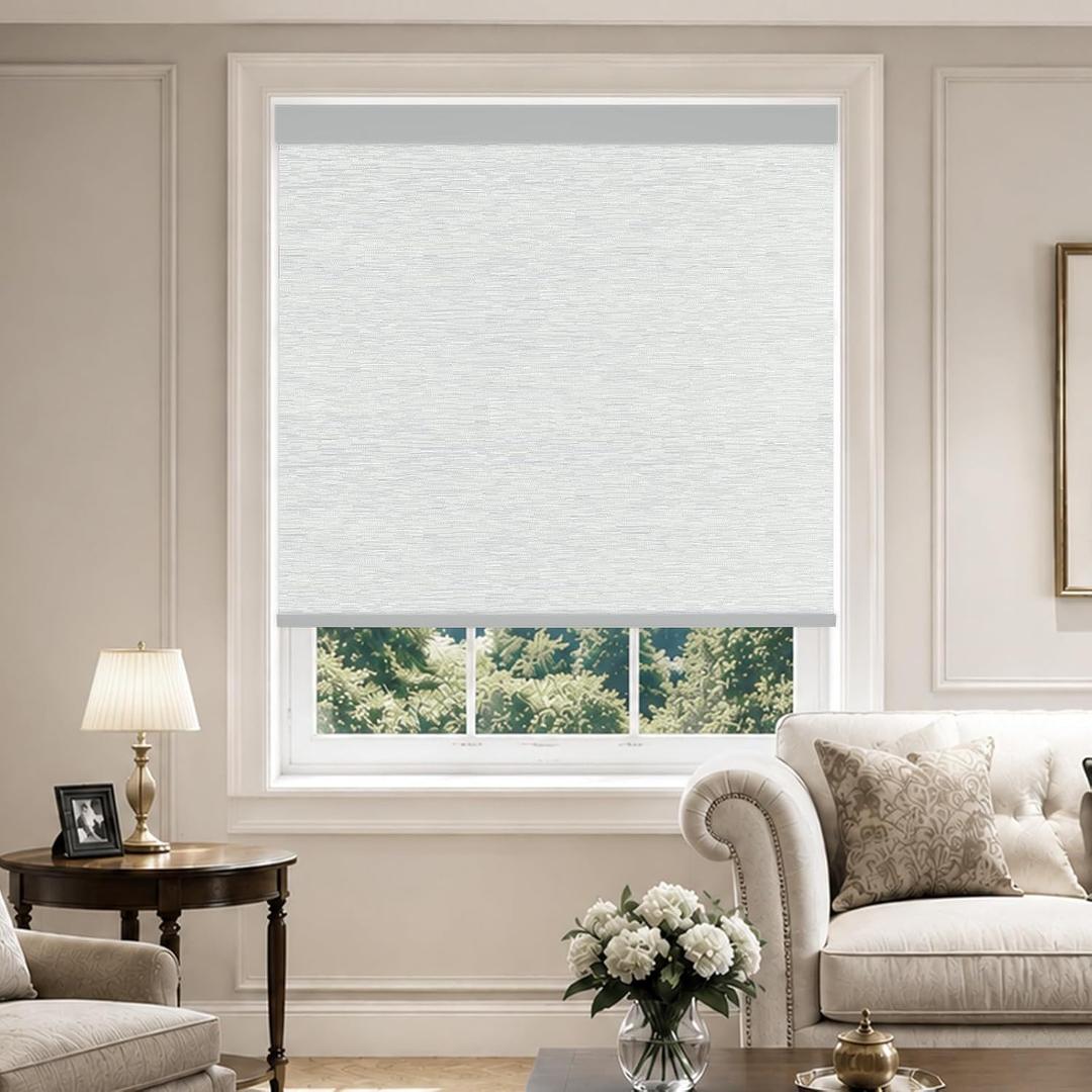 36" W x 72" H Cordless Blackout Roller Shades Blinds for Indoor Windows Free-Stop Blackout Blinds Window Roller Blinds for Home and Office, Modern Window Blind Color-Matched (Blackout-Grey)