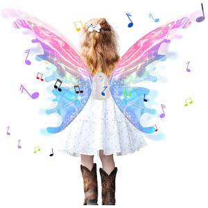 Kardeep Electric Fairy Wings for Girls, Moving Butterfly Wings with LED Lights and Music, light up fairy wings for Dogs for Birthday Halloween Christmas and Party Cosplay Dress Up Attire (Colorful-1)