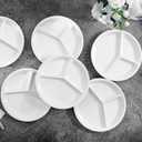 10" 4-Piece Melamine Divided Plates Set Portion Control & Bariatric-Friendly | 3-Compartment Design for Balanced Meals | Dishwasher-Safe White Dinner Plates