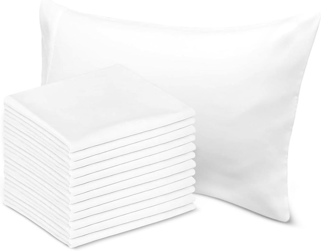Avalon Bedding Pillow Cases Standard Size White Pillow Cases Set of 12 Cotton Blend 200 TC Soft & Breathable Perfect for Home & Hospital, Hotel Quality Queen Pillow Protectors 30x20 Inches