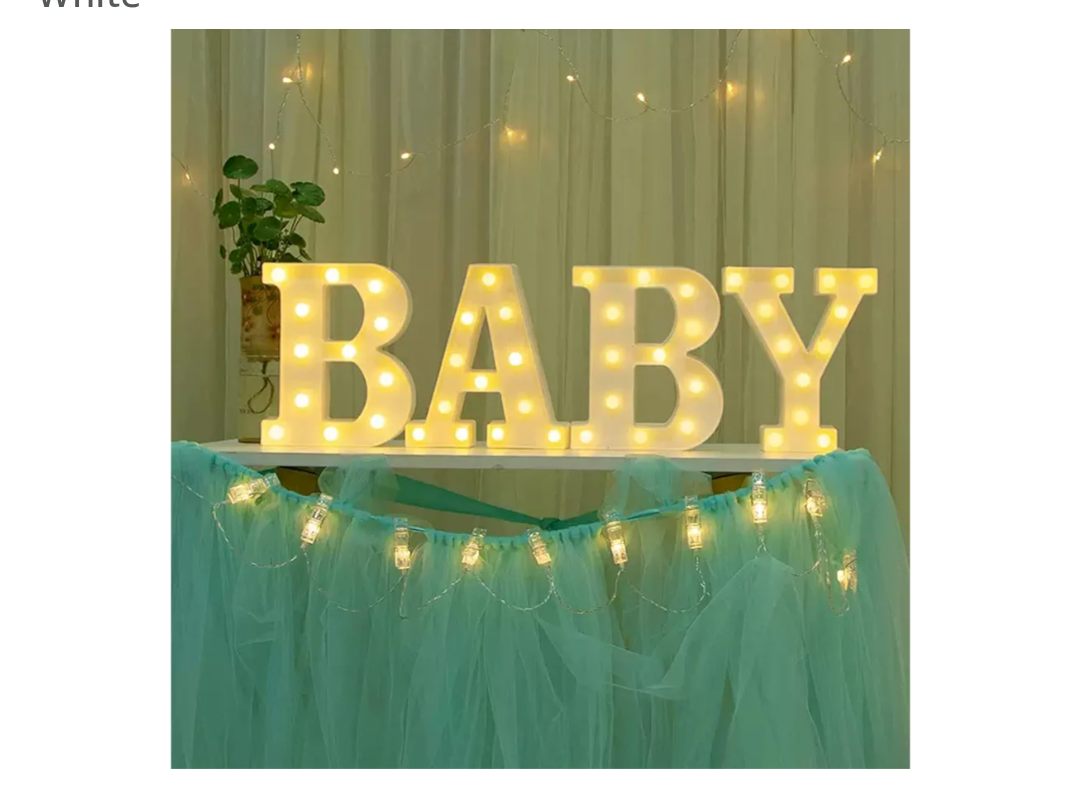 BABY Marquee Light Up Letters - LED Letter Number Light Sign Decoration for Birthday Home Table Decor White