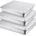 Tioncy 3 Sets Baking Stainless Steel Pan with Lid, 17/13/11 Inch