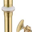 Pop up Sink Drain Stopper Without Overflow Brushed Gold for Bathroom Vessel Vanity Sink Art Basin, Big Cap Sink Drain Without Overflow, Metal Pop-up Drain Strainer with Detachable Basket Stopper