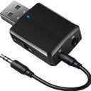 ISOBEL USB Bluetooth Audio Transmitter Receiver, 3 in 1 HiFi Wireless Audio Adapter, Bluetooth 5.0 EDR Adapter with 3.5mm AUX for Car TV Headphones PC Home Stereo, USB Power Supply, Plug and Play