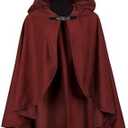 lckellong Renaissance Hooded Cloak Medieval Hooded Cloak Short with Curve Adult Men Women Men Halloween Medieval Costume
