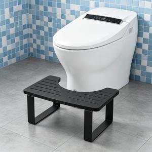 Bamboo Bathroom Toilet Potty Stool, Black, 2 inches x 17.5 inches x 13.2 inches