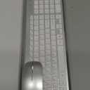 Wireless Keyboard and Mouse Ultra Slim Combo, TopMate 2.4G Silent Compact USB 2400DPI Mouse and Scissor Switch Keyboard Set with Cover, Batteries Included, for PC/Laptop/Windows/Mac - Silver White