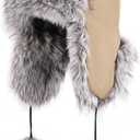 Women Faux Fur Trapper Hat with Pompoms Warm Classic Ear Flaps Fuzzy Bobble Cap Warm Outdoor Ski Snow Cap for Women and Men (Khaki)