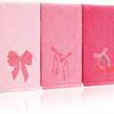3 Pcs Pink Hand Towels for Bathroom Coquette Bow Embroidered Decorative Towel 100% Cotton Soft Absorbent Kitchen Facecloth Preppy Bathroom Decor Bridal Shower Wedding Gift 13.7 x 29.5''