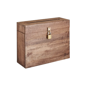 Wedding Card Box with Card Slit and Lock Gift Card Box Wishing Well Wooden Box for Weddings, Receptions, Birthdays, Graduations, Baby Showers, Honeymoon Funds (Walnut)