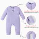 Drobee Baby Newborn Solid Romper Ribbed Long Sleeve Bodysuit Jumpsuit Infant Knitted Outfits Clothes 0-24 Months
