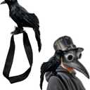 Yinxiang Jie Black Feathered Crow Statue, Shoulder Strap Style Halloween Party Decoration, Outdoor Bird Props for Holiday Decoration, Shoulder Strap Crow
