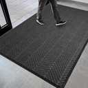 4 x 8 Heavy Duty Front Door Mat Indoor Outdoor Entrance, Large Non-Slip All Weather Commercial Floor Mat for Entryway, Low Profile Waterproof Outdoor Rug for Garage (48" x 96", Charcoal Grey)