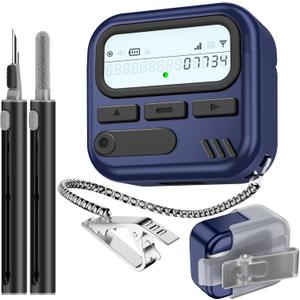(with Safety Lock) Pager Cases for AirPods 4 Case Cover 2024 with Cleaner Kit, Sturdy Hard PC Protective for Apple AirPods 4th Generation Case for Men Women, AirPods 4 Accessories with Keychain-Blue