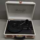Turntable Vinyl Record Player 3-Speed Suitcase Portable Belt-Driven Record Player with Built-in Speakers RCA Line Out AUX in Headphone Jack Vintage White