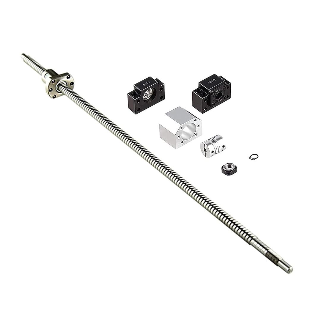 ANWOK 1Set Ball Screw SFU1605/1000mm Ballscrew with Metal Ballnut + BK/BF12 End Support + Coupler, Length 1000mm/39.37 inch Diameter 16mm Pitch 5mm with End Machined