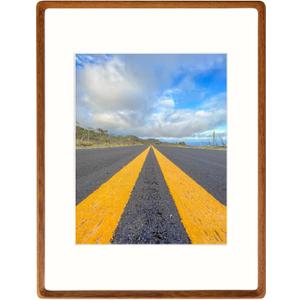 Natural Wood Photo Frames Inspired Tabletop Picture Frame with Mat, Vertical or Horizontal Display (Teak, 12x16 matted to 8.5x11)