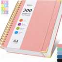Spiral Notebook 8.5" x 11", 300 Numbered Pages Notebooks College Ruled with Contens, 100GSM Thick Journal for Women Men, Hardcover Leather Lined Journal for Writing, Large A4 Notebooks for Work School (Pink)