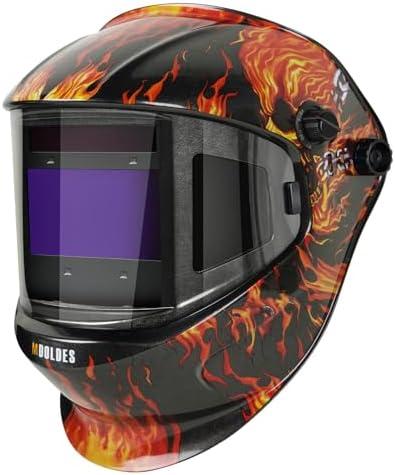 MDOLDES Large Angle True Color Solar Automatic dimming Welding Helmet, 4 arc sensors with Wide Shading Range of 4/5/9-13, Welding mask Suitable for TIG MIG ARC Welding mask (Flame) - Amazon.com