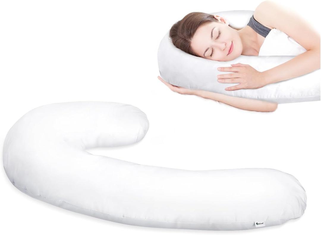 Pillowcase Compatible with J Shape Contourr Swan Body Pillow Original and Cool XL Sizes, Breathable and Soft Fabric, White, 1 Pack