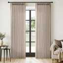 MIULEE Pinch Pleated Thick Linen Curtains 90 Inches Long 2 Panels for Living Room Bedroom, Linen Texture Memory Trained Drapes Pinch Pleat Rustic Farmhouse Window Curtains with Hooks&Rings, Taupe (Burlywood Birch)