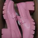 DREAM PAIRS Loafers for Women Platform Chunky Loafers Slip On Casual Shoes (6, Pink-pu)