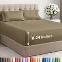 Extra Deep Cal King Sheet Set - 4 Piece Breathable & Cooling Bed Sheets - Easily Fits 18 to 24 inch Mattress - Ultra Soft, Wrinkle & Fade Free with Extra Deep Pockets - Hotel Luxury Bedding - Khaki