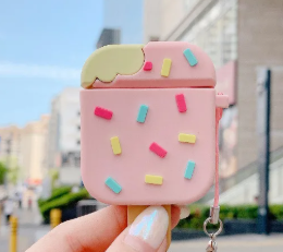 Ice Cream Airpod Silicone Case Cute Pink, 4 Pack