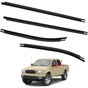 Outer Front & Rear Door Window Belt Weatherstrip, Moulding Trim Seal Compatible with Toyota Vehicle Tacoma 1995-2004 Double Cab Replace# 68210-04020 68160-04020 68230-04010 68180-04010 (4PCS)