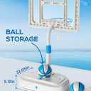 Stainless Steel Pool Basketball Hoop Poolside, Adjustable Swimming Pool Basketball Goal with 32 Inch Shatterproof Backboard, Poolside Water Basketball Hoop, 2 Balls & Pump Included (32in Pool Hoop)