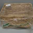 Storage Baskets,Woven Natural Water hyacinth Box with Handle,Kingwillow.(Set of 3)