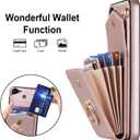 Asuwish Phone Case for Samsung Galaxy S23 5G Wallet Cover with Tempered Glass Screen Protector and Ring Stand Credit Card Holder Leather Wrist Strap Cell Accessories S 23 23S G5 Women Men Rose Gold