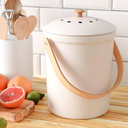 Beautiful Kitchen Compost Bin with Smell Proof Lid - Rust Proof and Odorless Compost Bucket for Your Countertop with No Smell Filters - Easy to Clean 1.1 Gallon Bin Looks Great On Any Kitchen Counter, Beige
