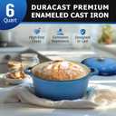 Mueller 6qt Enameled Cast Iron Dutch Oven, Heavy-Duty Casserole and Braiser Pan with Lid and Knob, Oven-Safe up to 500 F & Across All Cooktops, Aqua Blue