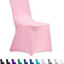 Peomeise Stretch Spandex Chair Cover for Wedding Party Dining Banquet Event (Pink, 25)