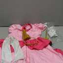 Girls Halloween Pink Princess Dress Puff Sleeves Midi Dress Princess Carnival Size S