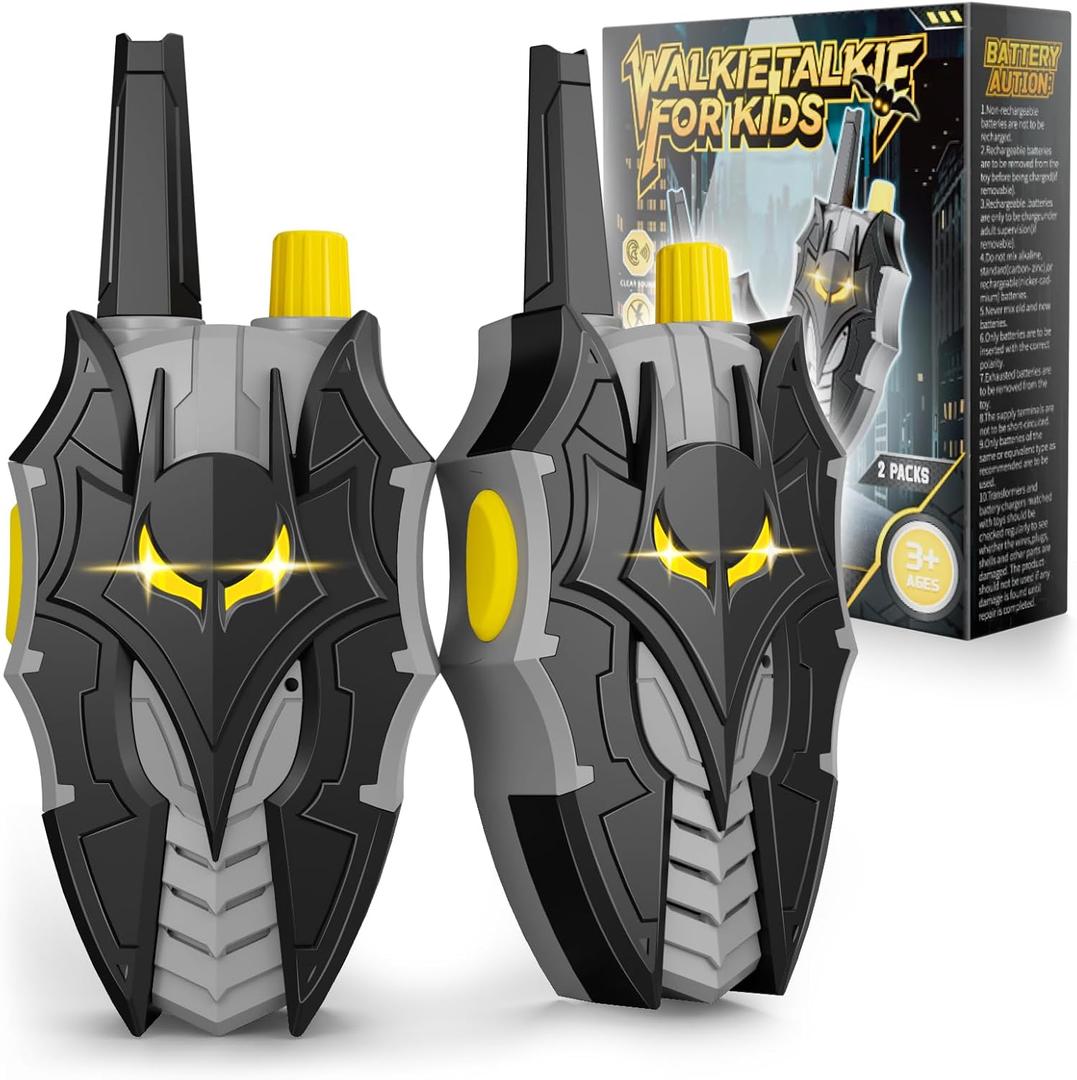Bat Walkie Talkies for Kids with Flashing Eye Lights, Stealth Spaceship & Winged Dart Design, 2 Pack 2 Way Radio 3-12 Year Old Boy Toys, Outdoor Hiking Toys for Kid 3-5 4-6 6-8 8-10 Boys Birthday Gift